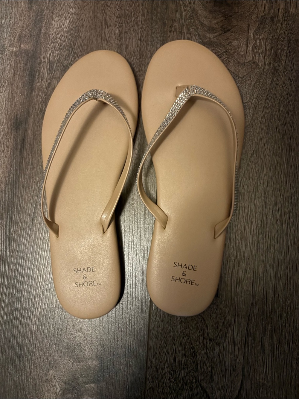 Target Shade & Shore Nude Rhinestone Strap Flip Flop Sandals
